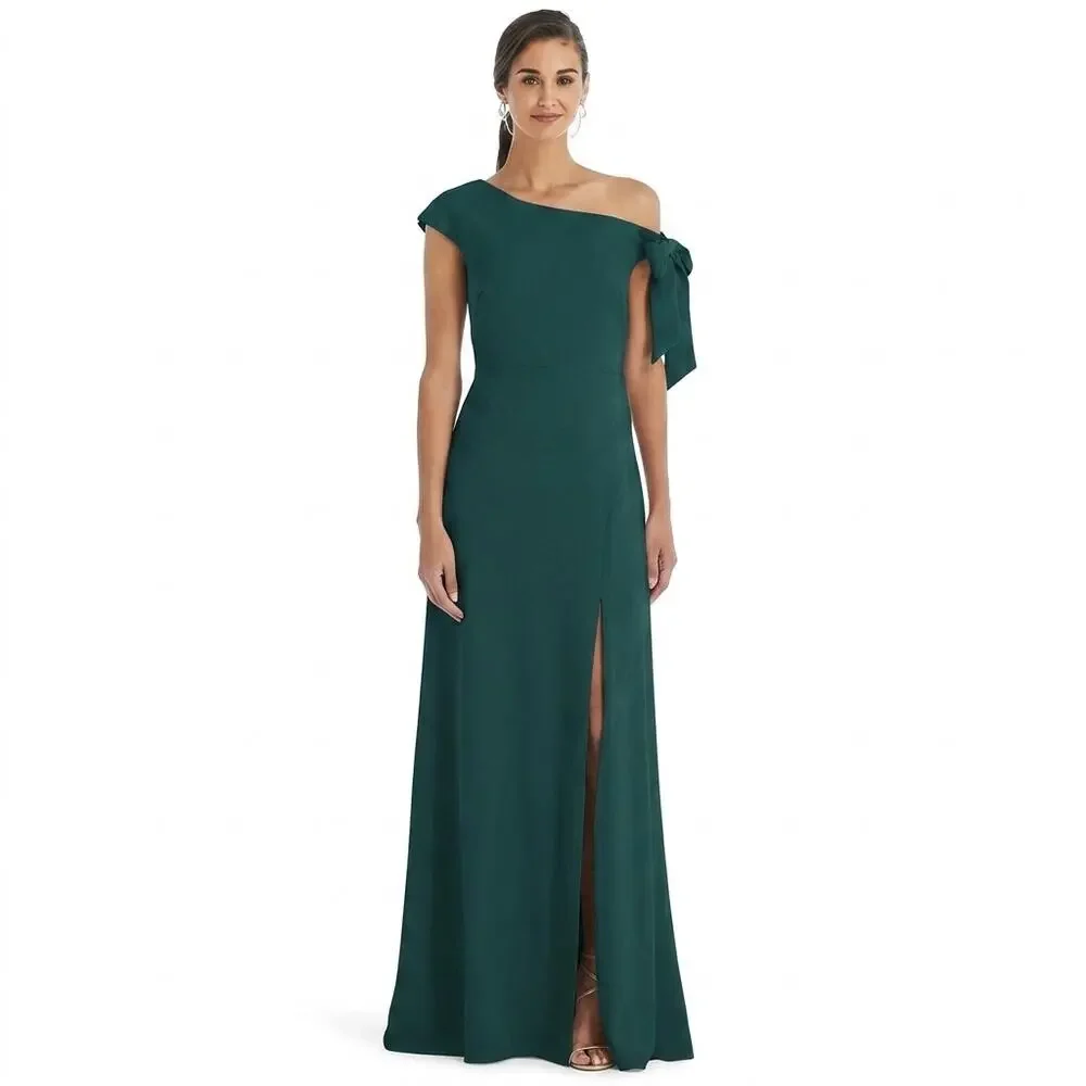 dessy collection off-the-shoulder maxi dress Alfred Sung Women's Off the Shoulder Puff Sleeve Satin Gown - Blue